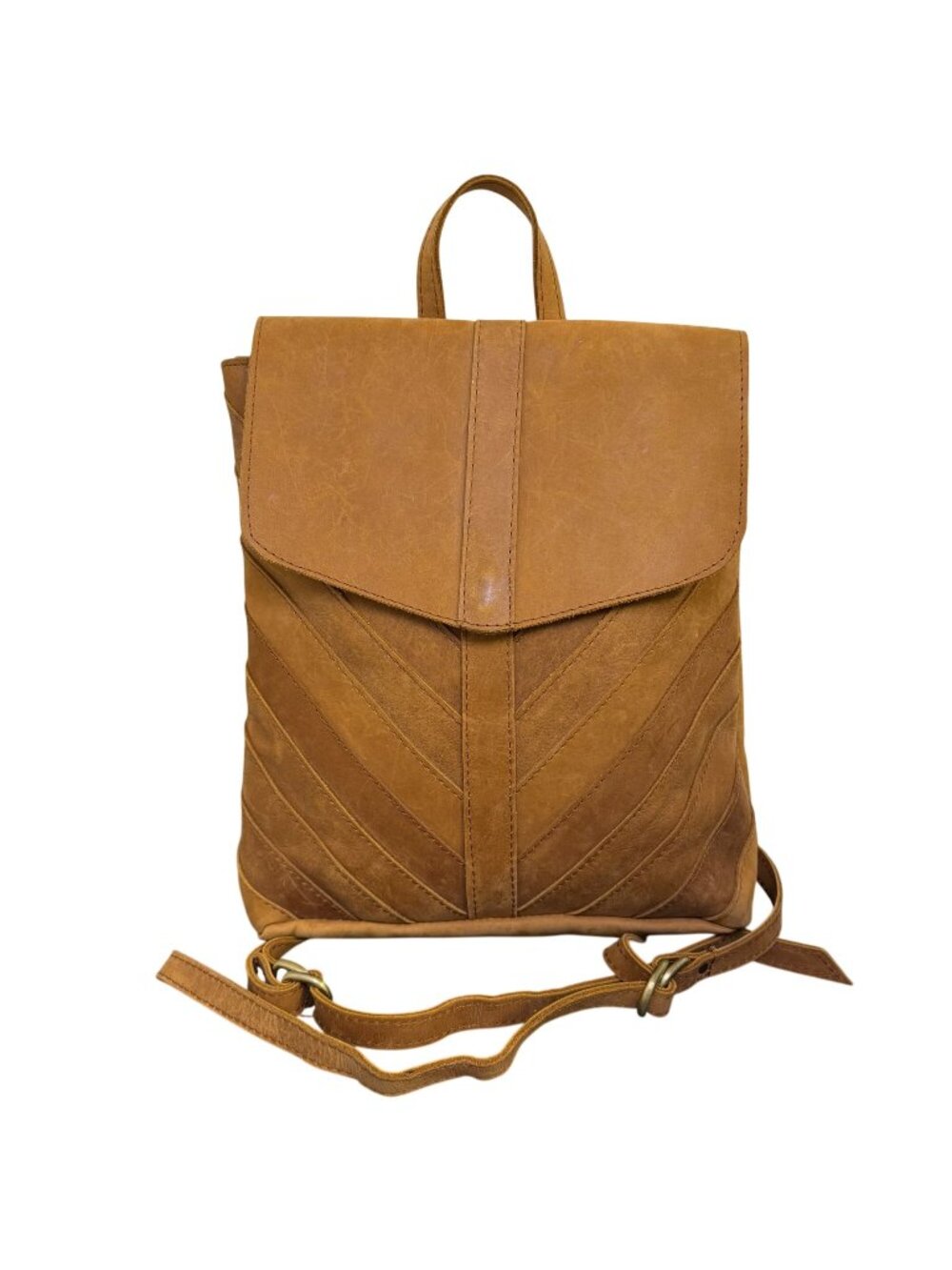 Raven & Lily Brown Leather Backpack With Adjustable Straps L
